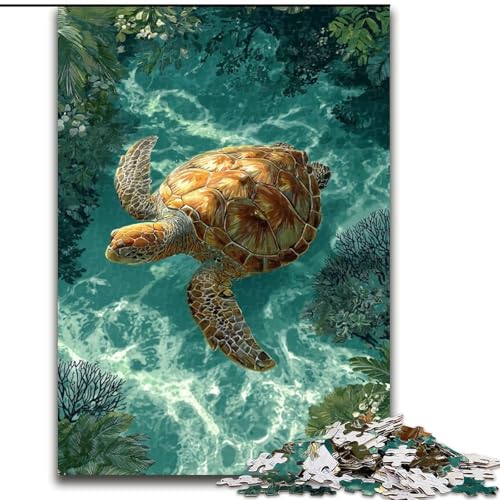 1000-teiliges Puzzle für Erwachsene, Geschenk, Schildkröte, Lernspiele, Heimdekoration, geeignet für die Schreibtischdekoration (Größe 50x75cm) von NBDSOYEWO