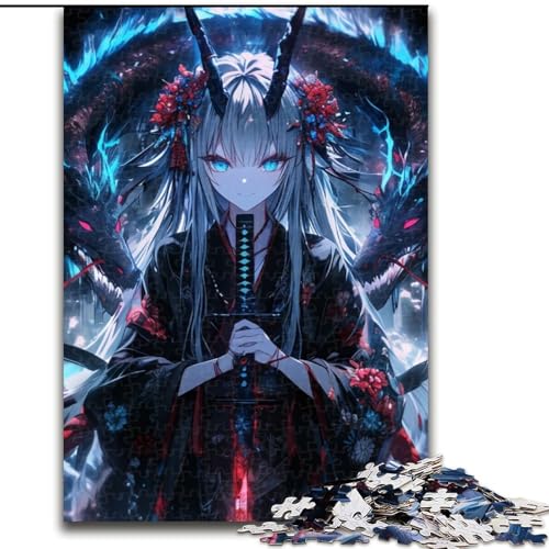 1000-teiliges Puzzle für Erwachsene, Geschenke, Anime-Mädchen-Drache, Lernspiele, Heimdekoration, geeignet für die Schreibtischdekoration (Größe 50x75cm) von NBDSOYEWO