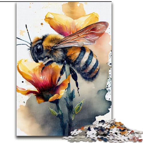 1000-teiliges Puzzle für Erwachsene, Geschenke, Bienen-Aquarell, Elefantenspielzeug, intellektuelles Spiel, Geburtstagsgeschenk, Geschenke, Wandkunst für Kinder ab 14 Jahren (Größe 50x75cm) von NBDSOYEWO