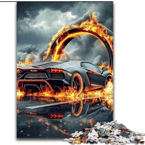 1000-teiliges Puzzle für Erwachsene, Geschenke, Flammen-Sportwagen, Elefantenspielzeug, intellektuelles Spiel, Geburtstagsgeschenk, Geschenke, Wandkunst für Kinder ab 14 Jahren (Größe 50x75cm) von NBDSOYEWO