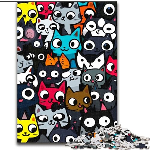1000-teiliges Puzzle für Erwachsene, Geschenke, Katzenkunst, Elefantenspielzeug, intellektuelles Spiel, Geburtstagsgeschenk, Geschenke, Wandkunst für Kinder ab 14 Jahren (Größe 50x75cm) von NBDSOYEWO