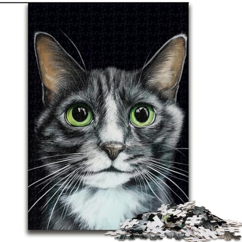 1000-teiliges Puzzle für Erwachsene, Geschenke, Kunstkatze, Lernspiele, Heimdekoration, geeignet für die Schreibtischdekoration (Größe 50x75cm) von NBDSOYEWO