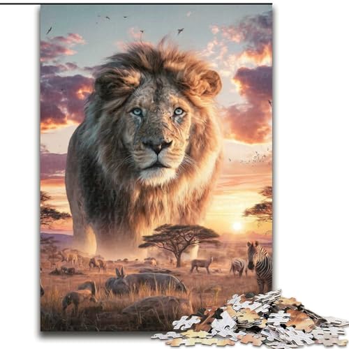 1000-teiliges Puzzle für Erwachsene, Geschenke, Löwen-Gebirgskette, Elefantenspielzeug, intellektuelles Spiel, Geburtstagsgeschenk, Geschenke, Wandkunst für Kinder ab 14 Jahren (Größe 50x75cm) von NBDSOYEWO