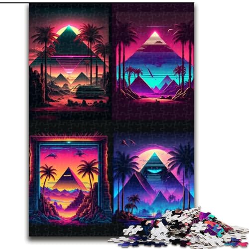 1000-teiliges Puzzle für Erwachsene, Geschenke, Neonpyramide, Elefantenspielzeug, intellektuelles Spiel, Geburtstagsgeschenk, Geschenke, Wandkunst für Kinder ab 14 Jahren (Größe 26x38cm) von NBDSOYEWO