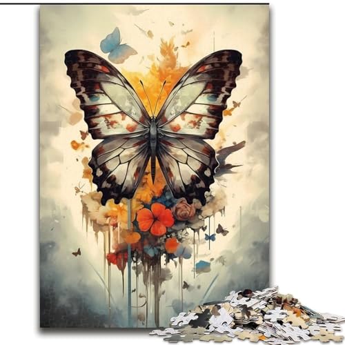 1000-teiliges Puzzle für Erwachsene, Geschenke, Schmetterling, Retro, Lernspiele, Heimdekoration, geeignet für die Schreibtischdekoration (Größe 26x38cm) von NBDSOYEWO