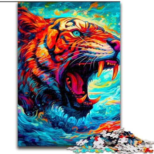 1000-teiliges Puzzle für Erwachsene, Geschenke, Tiger, Elefant, Spielzeug, Denkspiel, Geburtstagsgeschenk, Geschenke, Wandkunst, für Kinder ab 14 Jahren (Größe 50x75cm) von NBDSOYEWO