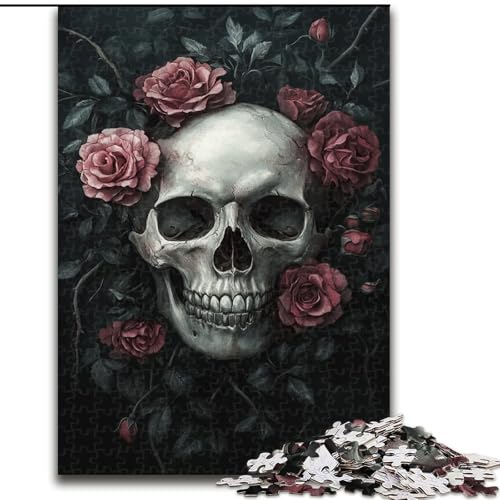 1000-teiliges Puzzle für Erwachsene, Geschenke, Totenkopf-Rose, Lernspiele, Heimdekoration, geeignet für die Schreibtischdekoration (Größe 50x75cm) von NBDSOYEWO