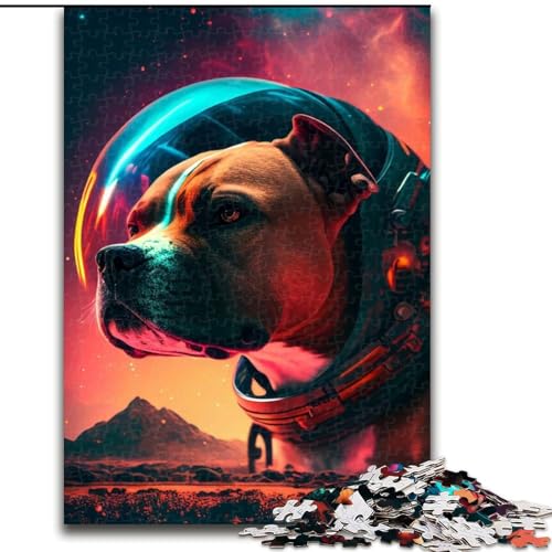 1000-teiliges Puzzle für Erwachsene, Geschenke, Weltraum-Pitbull, Lernspiele, Heimdekoration, geeignet für die Schreibtischdekoration (Größe 26x38cm) von NBDSOYEWO