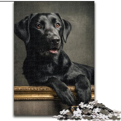 1000-teiliges Puzzle für Erwachsene, Geschenke, schwarzer Labrador, Lernspiele, Heimdekoration, geeignet für die Schreibtischdekoration (Größe 50x75cm) von NBDSOYEWO