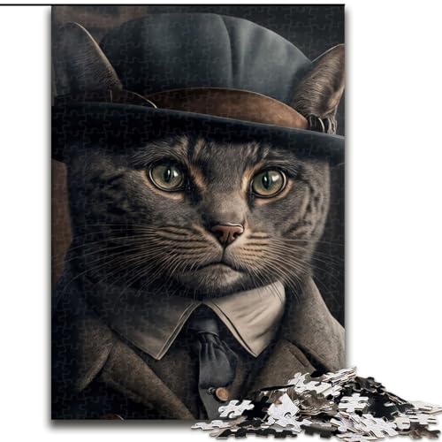 1000-teiliges Puzzle für Erwachsene, Geschenke für Erwachsene, ausgefallene Katze, Lernspiele, Heimdekoration, geeignet für die Schreibtischdekoration (Größe 26x38cm) von NBDSOYEWO