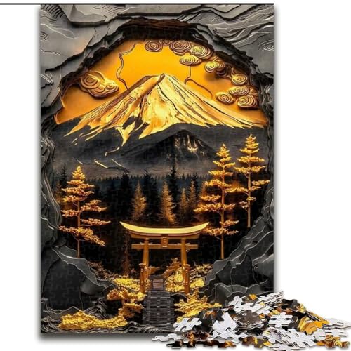 1000-teiliges Puzzle für Erwachsene, Goldener Berg Fuji, anspruchsvolles Spielspielzeug, Wanddekoration, einzigartige Geburtstags (Größe 50x75cm) von NBDSOYEWO
