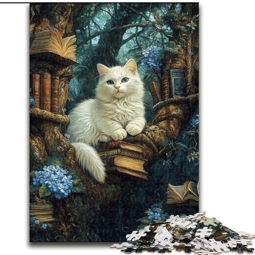 1000-teiliges Puzzle für Erwachsene, Katze schläft auf Bücherregal, Familienaktivitätsspiel für Teenager, anspruchsvolles Denkspiel, 50x75cm 1000-teiliges Puzzle für Erwachsene, Katze schläft auf Bücherregal, Familienaktivitätsspiel für Teenager, anspruchsvolles Denkspiel, 50x75cm von NBDSOYEWO
