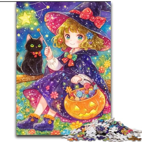 1000-teiliges Puzzle für Erwachsene, Katze und Anime-Mädchen, anspruchsvolles Denkspiel, Familienaktivität, Heimdekoration, 50x75cm von NBDSOYEWO