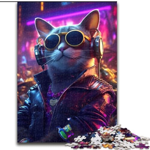 1000-teiliges Puzzle für Erwachsene, Katzen-Hüpfburg, anspruchsvolles Spielspielzeug, Wanddekoration, einzigartige Geburtstags (Größe 26x38cm) von NBDSOYEWO