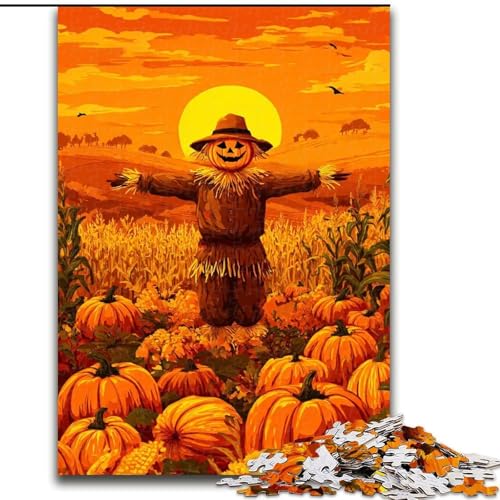 1000-teiliges Puzzle für Erwachsene, Kürbis-Vogelscheuche, anspruchsvolles Spielspielzeug, Wanddekoration, einzigartige Geburtstags (Größe 26x38cm) von NBDSOYEWO