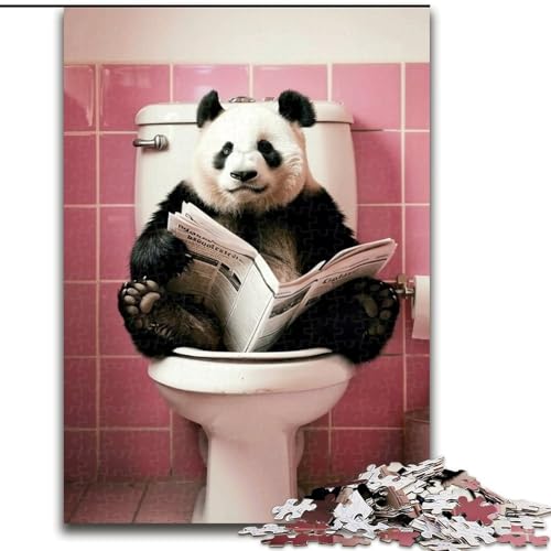1000-teiliges Puzzle für Erwachsene, Panda auf der Toilette, Lernspiele, Heimdekoration, geeignet für die Schreibtischdekoration (Größe 26x38cm) von NBDSOYEWO