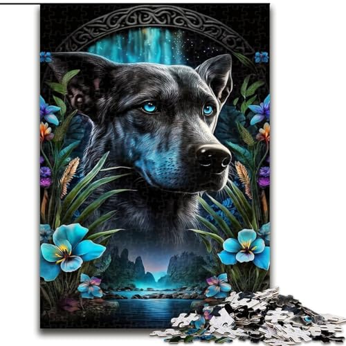 1000-teiliges Puzzle für Erwachsene, Schwarzer Hund im Dschungel, Familienspiel zum Stressabbau, schwierige Herausforderung, EIN Kunstwerk für Kinder ab 14 Jahren (Größe 50x75cm) von NBDSOYEWO