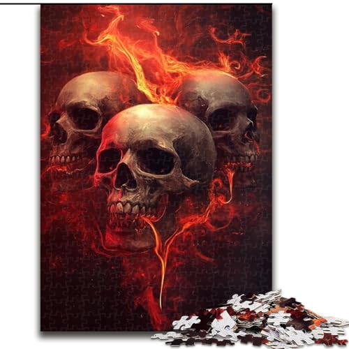 1000-teiliges Puzzle für Erwachsene, roter Totenkopf, Familienspiel zum Stressabbau, schwierige Herausforderung, EIN Kunstwerk für Kinder ab 14 Jahren (Größe 26x38cm) von NBDSOYEWO