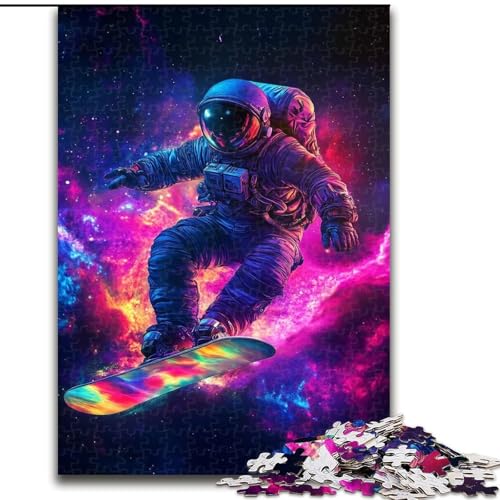 1000-teiliges Puzzle für Erwachsene und Jugendliche, Astronauten-Weltraumsurfen, dekomprimierendes intellektuelles Lernspielzeug, ganze Familie (Größe 26x38cm) von NBDSOYEWO