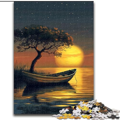 1000-teiliges Puzzle für Erwachsene und Jugendliche, Boot bei Sonnenuntergang, Spielzeug, Lernspiele, Stressabbau, Eltern-Kind-Interaktion (Größe 50x75cm) von NBDSOYEWO