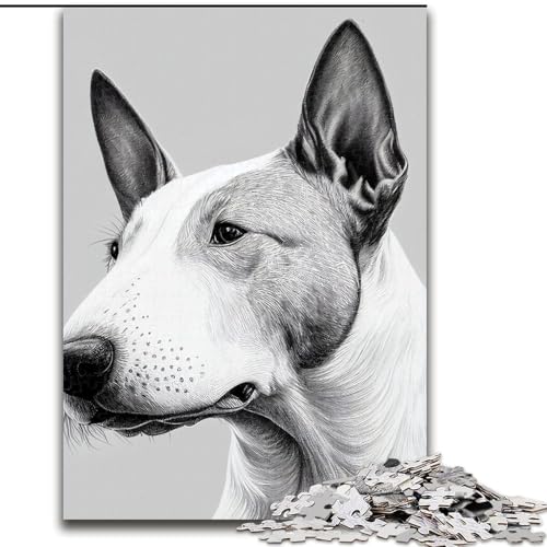 1000-teiliges Puzzle für Erwachsene und Jugendliche, Bullterrier-Zeichnungshund, Spiele, Spielzeug, Geschenk, einzigartige Geburtstags- und Geschenkideen für Kinder ab 14 Jahren (Größe 26x38cm) von NBDSOYEWO