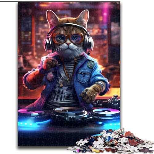 1000-teiliges Puzzle für Erwachsene und Jugendliche, Cat DJ, Spielzeug, Lernspiele, Stressabbau, Eltern-Kind-Interaktion (Größe 26x38cm) von NBDSOYEWO