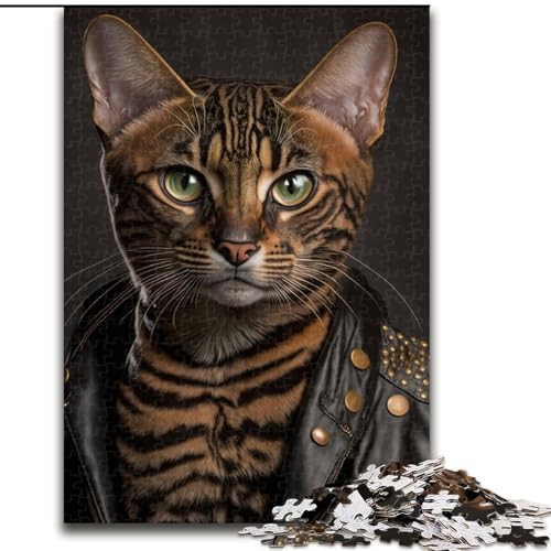 1000-teiliges Puzzle für Erwachsene und Jugendliche, Coole Katze, Spielzeug, Lernspiele, Stressabbau, Eltern-Kind-Interaktion (Größe 26x38cm) von NBDSOYEWO