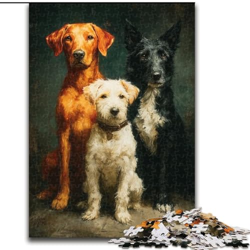 1000-teiliges Puzzle für Erwachsene und Jugendliche, DREI Hunde, dekomprimierendes intellektuelles Lernspielzeug, ganze Familie (Größe 50x75cm) von NBDSOYEWO