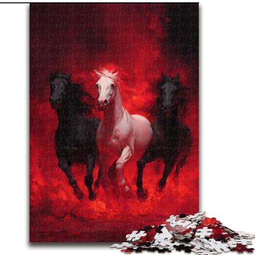 1000-teiliges Puzzle für Erwachsene und Jugendliche, DREI Pferde, für und ab 14 Jahren, pädagogisches Lernspielzeug, Familienspiele, Geburtstagsgeschenk (Größe 50x75cm) von NBDSOYEWO