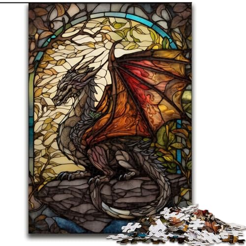 1000-teiliges Puzzle für Erwachsene und Jugendliche, Drache im Glas, Spiele, Spielzeug, Geschenk, einzigartige Geburtstags- und Geschenkideen für Kinder ab 14 Jahren (Größe 26x38cm) von NBDSOYEWO