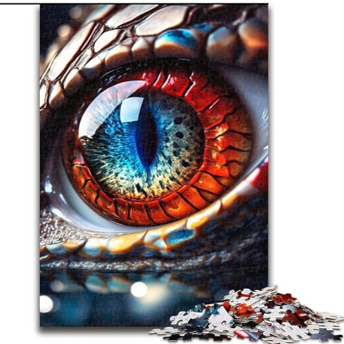 1000-teiliges Puzzle für Erwachsene und Jugendliche, Drachenauge, Rot und Blau, Spielzeug, Lernspiele, Stressabbau, Eltern-Kind-Interaktion (Größe 26x38cm) von NBDSOYEWO