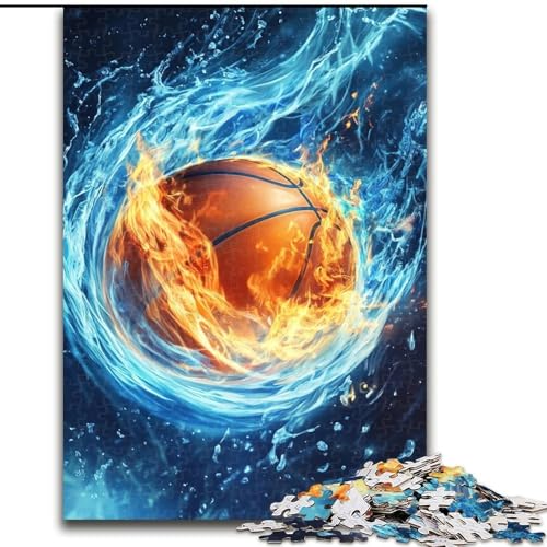 1000-teiliges Puzzle für Erwachsene und Jugendliche, EIS- und Feuer-Basketball, Spielzeug, Lernspiele, Stressabbau, Eltern-Kind-Interaktion (Größe 26x38cm) von NBDSOYEWO