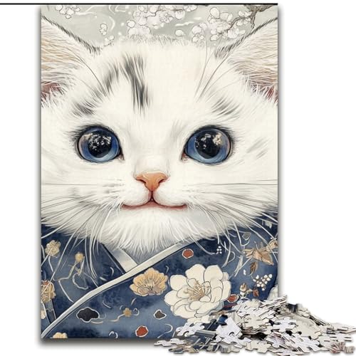 1000-teiliges Puzzle für Erwachsene und Jugendliche, Fantasiekatze, entspannendes intellektuelles Lernspielzeug, Geburtstagsgeschenk, Geschenke, Wandkunst (Größe 26x38cm) von NBDSOYEWO