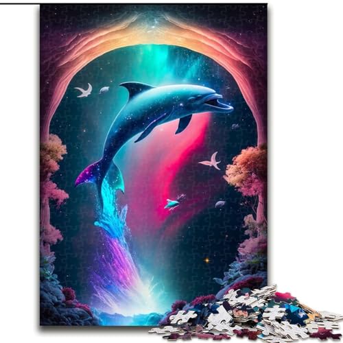1000-teiliges Puzzle für Erwachsene und Jugendliche, Fantasy-Delfin, Familienunterhaltungsspielzeug, ganze Familie, ab 14 Jahren (Größe 26x38cm) von NBDSOYEWO