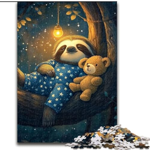 1000-teiliges Puzzle für Erwachsene und Jugendliche, Faultier und Teddybär, Familienunterhaltungsspielzeug, ganze Familie, ab 14 Jahren (Größe 50x75cm) von NBDSOYEWO