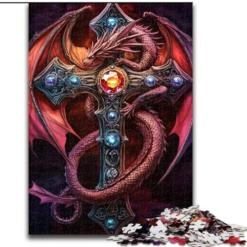 1000-teiliges Puzzle für Erwachsene und Jugendliche, Fliegender Drache und Schwert, Spielzeug, Lernspiele, Stressabbau, Eltern-Kind-Interaktion (Größe 26x38cm) von NBDSOYEWO
