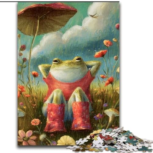 1000-teiliges Puzzle für Erwachsene und Jugendliche, Frosch sitzt auf dem Gras, Spielzeug, Lernspiele, Stressabbau, Eltern-Kind-Interaktion (Größe 50x75cm) von NBDSOYEWO