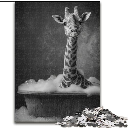 1000-teiliges Puzzle für Erwachsene und Jugendliche, Giraffe im Badezimmer, Elefantenspielzeug, Denkspiel, Geburtstagsgeschenk, Geschenke, Wandkunst für Kinder ab 14 Jahren (Größe 26x38cm) von NBDSOYEWO