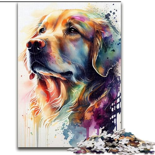 1000-teiliges Puzzle für Erwachsene und Jugendliche, Golden Retriever-Farbe, Spiele, Spielzeug, Geschenk, einzigartige Geburtstags- und Geschenkideen für Kinder ab 14 Jahren (Größe 50x75cm) von NBDSOYEWO