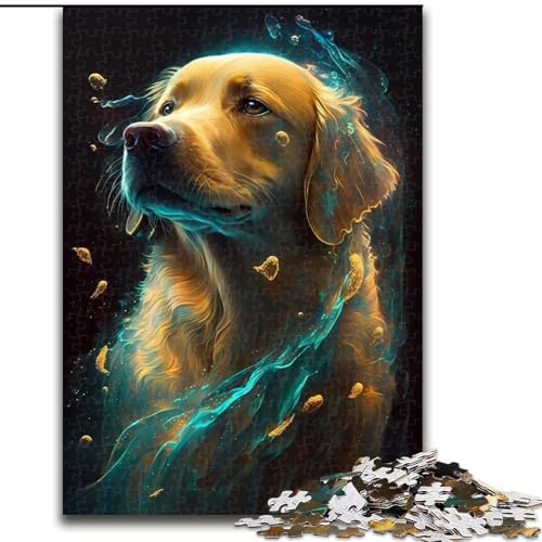 1000-teiliges Puzzle für Erwachsene und Jugendliche, Golden Retriever-Hund, entspannendes intellektuelles Lernspielzeug, Geburtstagsgeschenk, Geschenke, Wandkunst (Größe 50x75cm) von NBDSOYEWO