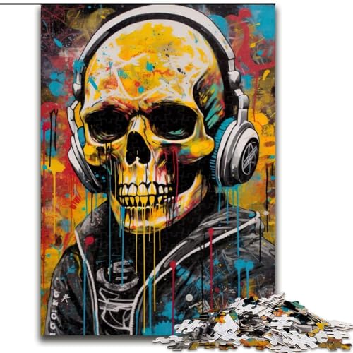 1000-teiliges Puzzle für Erwachsene und Jugendliche, Graffiti-Totenkopf-Kunstwerk, Spielzeug, Lernspiele, Stressabbau, Eltern-Kind-Interaktion (Größe 26x38cm) von NBDSOYEWO