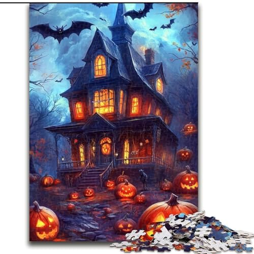 1000-teiliges Puzzle für Erwachsene und Jugendliche, Halloween-Schloss, Familienunterhaltungsspielzeug, ganze Familie, ab 14 Jahren (Größe 26x38cm) von NBDSOYEWO