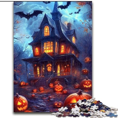 1000-teiliges Puzzle für Erwachsene und Jugendliche, Halloween-Schloss, für Kinder ab 14 Jahren, Heimdekoration als Geschenk für die ganze Familie und Freunde (Größe 50x75cm) von NBDSOYEWO