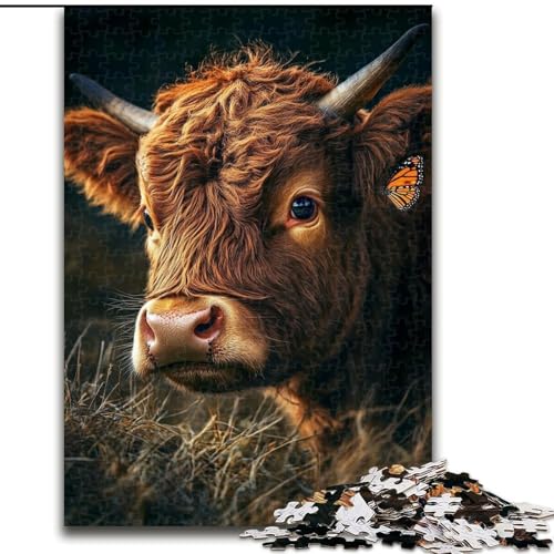 1000-teiliges Puzzle für Erwachsene und Jugendliche, Hochlandkuh, Spiele, Spielzeug, Geschenk, einzigartige Geburtstags- und Geschenkideen für Kinder ab 14 Jahren (Größe 26x38cm) von NBDSOYEWO