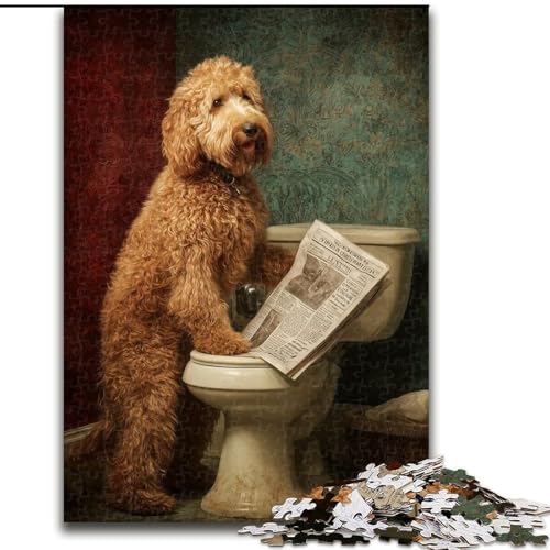 1000-teiliges Puzzle für Erwachsene und Jugendliche, Hund auf der Toilette, für und ab 14 Jahren, pädagogisches Lernspielzeug, Familienspiele, Geburtstagsgeschenk (Größe 26x38cm) von NBDSOYEWO