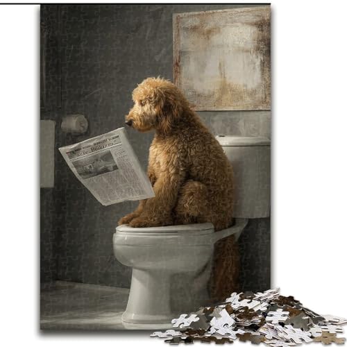 1000-teiliges Puzzle für Erwachsene und Jugendliche, Hund auf der Toilette, für und ab 14 Jahren, pädagogisches Lernspielzeug, Familienspiele, Geburtstagsgeschenk (Größe 50x75cm) von NBDSOYEWO