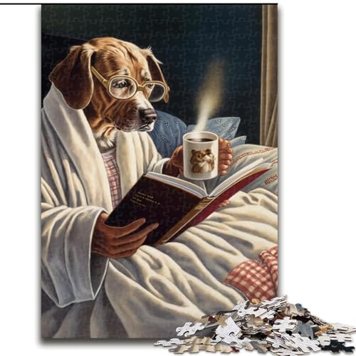 1000-teiliges Puzzle für Erwachsene und Jugendliche, Hund trinkt Kaffee, für und ab 14 Jahren, pädagogisches Lernspielzeug, Familienspiele, Geburtstagsgeschenk (Größe 50x75cm) von NBDSOYEWO