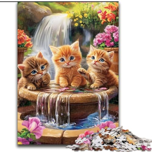 1000-teiliges Puzzle für Erwachsene und Jugendliche, Katze im Garten, für und ab 14 Jahren, pädagogisches Lernspielzeug, Familienspiele, Geburtstagsgeschenk (Größe 50x75cm) von NBDSOYEWO