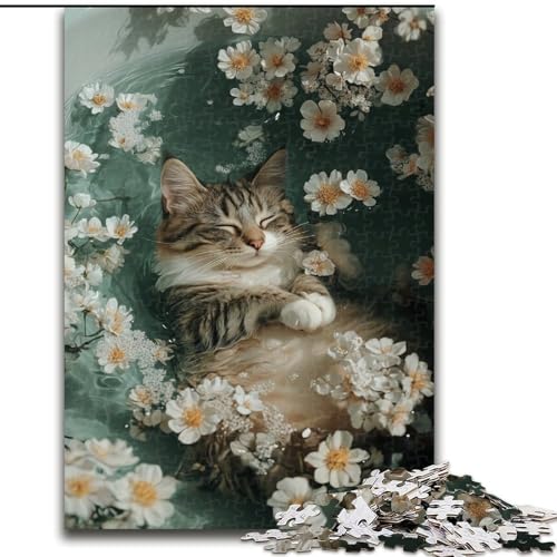 1000-teiliges Puzzle für Erwachsene und Jugendliche, Katze im Pool, Spielzeug, Lernspiele, Stressabbau, Eltern-Kind-Interaktion (Größe 50x75cm) von NBDSOYEWO