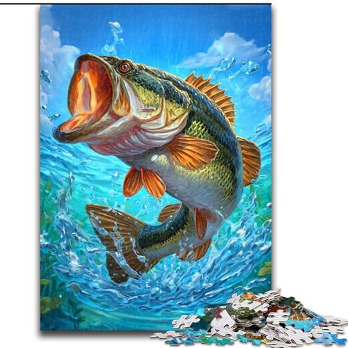 1000-teiliges Puzzle für Erwachsene und Jugendliche, Lachs, entspannendes intellektuelles Lernspielzeug, Geburtstagsgeschenk, Geschenke, Wandkunst (Größe 26x38cm) von NBDSOYEWO